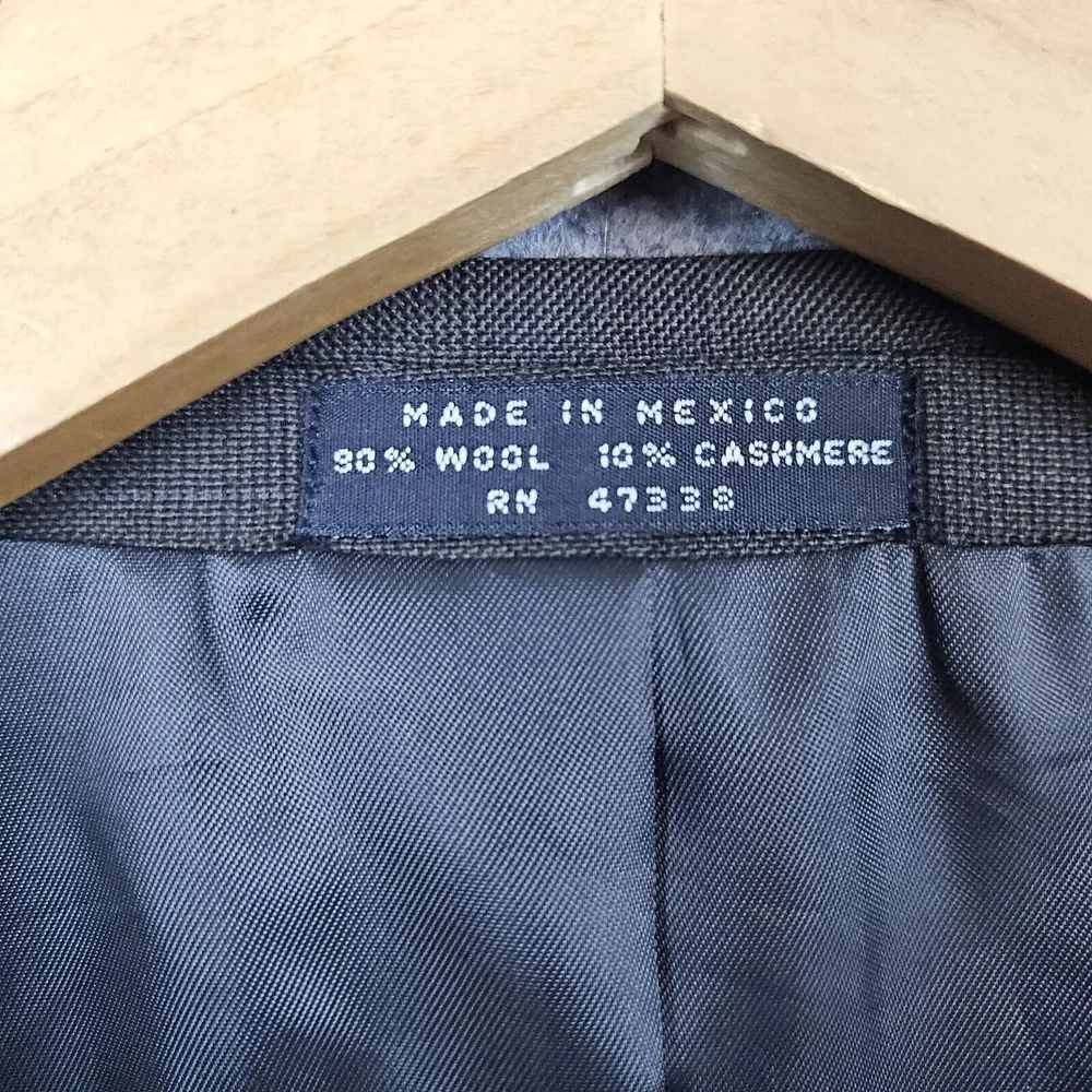 Jones New York Men's Blazer Brown Size S43 (44) Wool Cashmere‎ Blend 3 Button